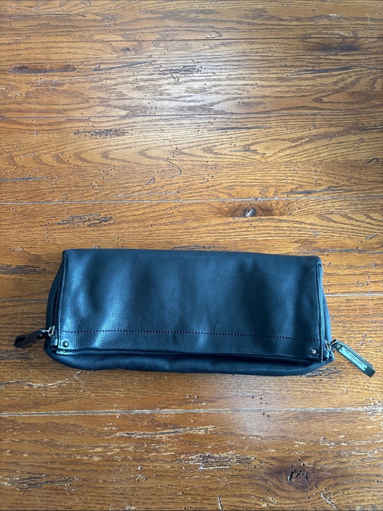 Kenneth Cole New York Handbags - Kenneth Cole New York E/W Clutch Bag Black Tumbled Soft Leather Foldover Purse